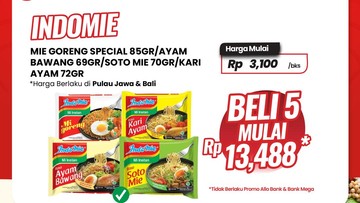 Beli 5 Bungkus Mi Instan Cuma Rp 13 Ribuan di Transmart Full Day Sale, Serbu!
